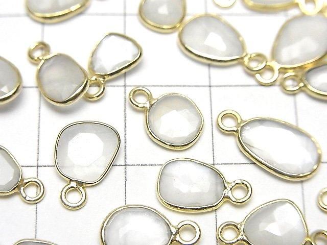 [Video]High Quality White Moonstone AAA- Bezel Setting Freeform Rose Cut [One Side] 18KGP 4pcs