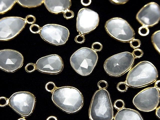 [Video]High Quality White Moonstone AAA- Bezel Setting Freeform Rose Cut [One Side] 18KGP 4pcs