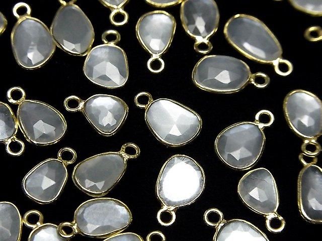 [Video]High Quality White Moonstone AAA- Bezel Setting Freeform Rose Cut [One Side] 18KGP 4pcs