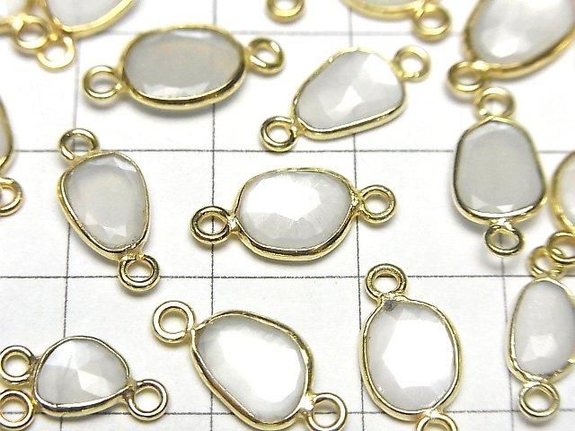 [Video]High Quality White Moonstone AAA- Bezel Setting Freeform Rose Cut [Both Side] 18KGP 4pcs