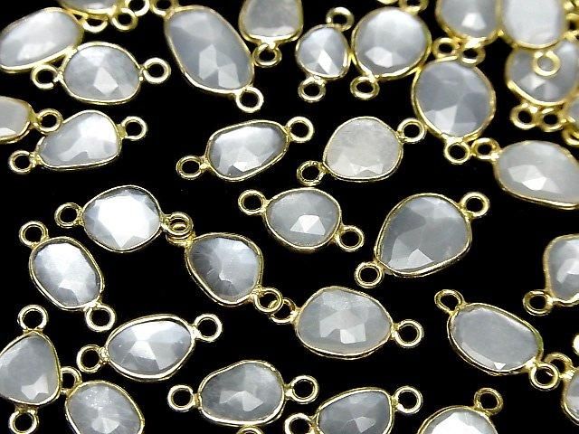 [Video]High Quality White Moonstone AAA- Bezel Setting Freeform Rose Cut [Both Side] 18KGP 4pcs