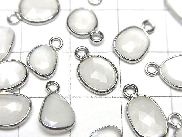 [Video]High Quality White Moonstone AAA- Bezel Setting Freeform Rose Cut [One Side] Silver925 4pcs