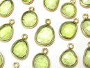[Video]High Quality Peridot AAA- Bezel Setting Freeform Rose Cut [One Side] 18KGP 4pcs