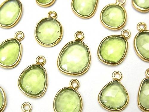 [Video]High Quality Peridot AAA- Bezel Setting Freeform Rose Cut [One Side] 18KGP 4pcs