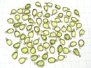 [Video]High Quality Peridot AAA- Bezel Setting Freeform Rose Cut [One Side] 18KGP 4pcs