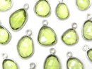 [Video]High Quality Peridot AAA- Bezel Setting Freeform Rose Cut [One Side] Silver925 4pcs