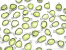 [Video]High Quality Peridot AAA- Bezel Setting Freeform Rose Cut [One Side] Silver925 4pcs