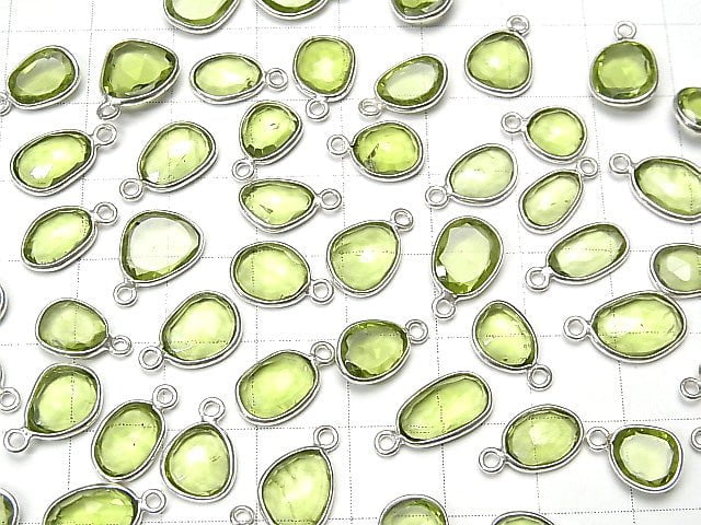 [Video]High Quality Peridot AAA- Bezel Setting Freeform Rose Cut [One Side] Silver925 4pcs