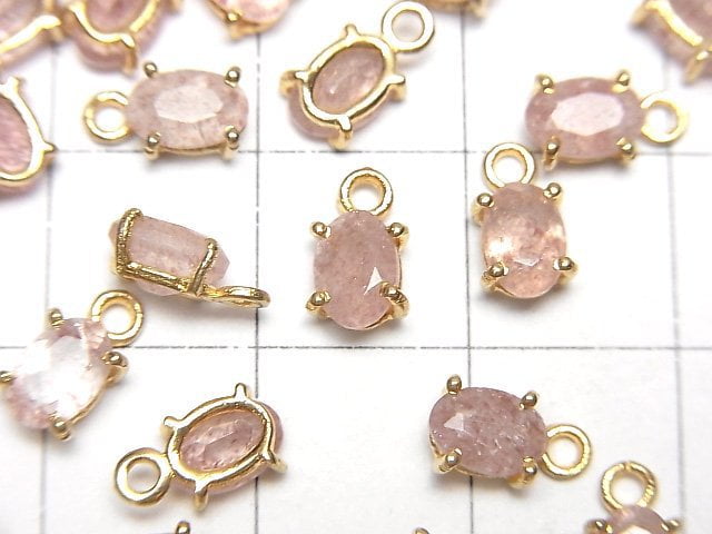 [Video]High Quality Pink Epidote AAA- Bezel Setting Oval Faceted 6x4mm 18KGP 3pcs