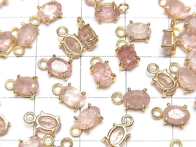 [Video]High Quality Pink Epidote AAA- Bezel Setting Oval Faceted 6x4mm 18KGP 3pcs