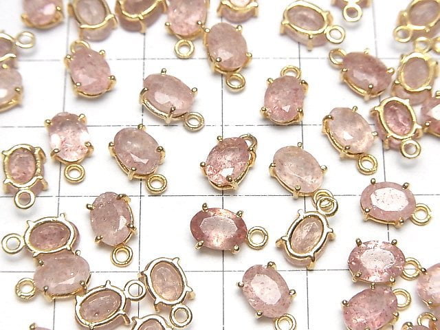 [Video]High Quality Pink Epidote AAA- Bezel Setting Oval Faceted 7x5mm 18KGP 3pcs