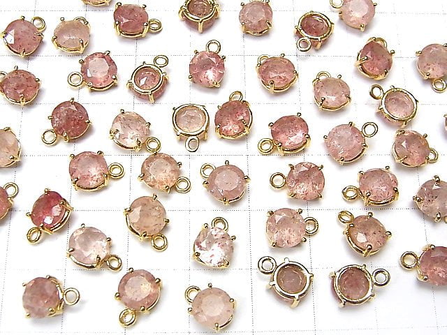 High Quality Pink Epidote AAA- Bezel Setting Round Faceted 6x6mm 18KGP 3pcs $9.79!