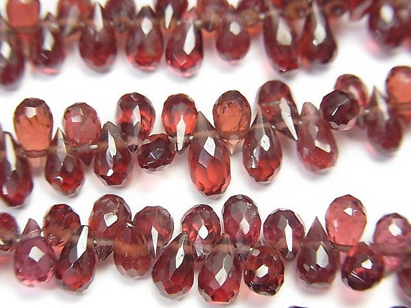 Drop, Faceted Briolette, Garnet Gemstone Beads