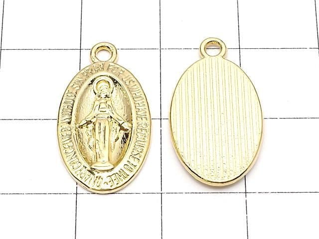 Metal Parts Charm 21x12mm Miraculous Medal Gold 2pcs
