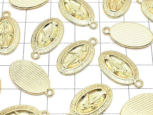 Metal Parts Charm 21x12mm Miraculous Medal Gold 2pcs