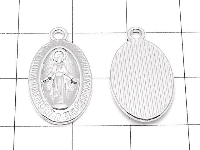Metal Parts Charm 21x12mm Miraculous Medal Silver 2pcs