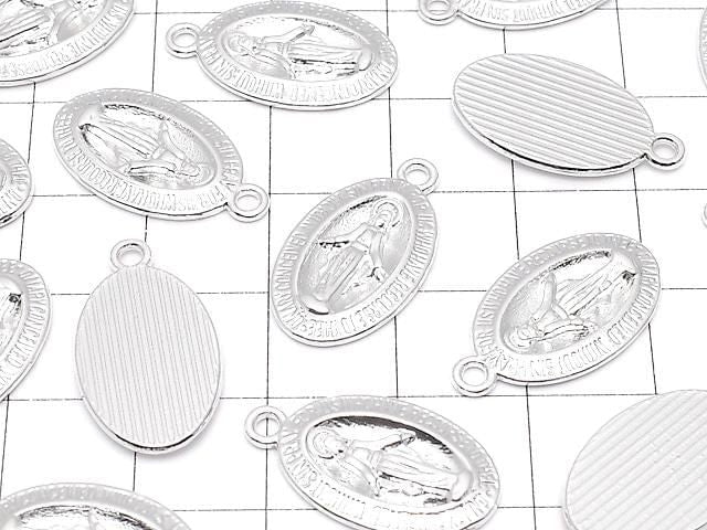 Metal Parts Charm 21x12mm Miraculous Medal Silver 2pcs