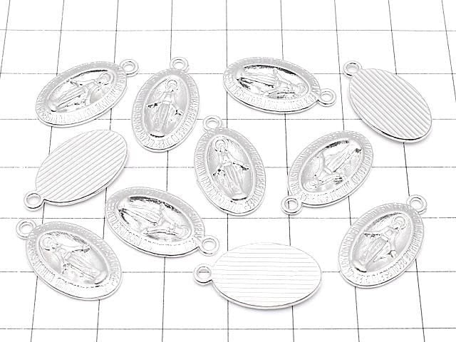 Metal Parts Charm 21x12mm Miraculous Medal Silver 2pcs
