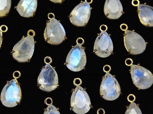 Bezel Setting, Pear Shape, Rainbow Moonstone Gemstone Beads