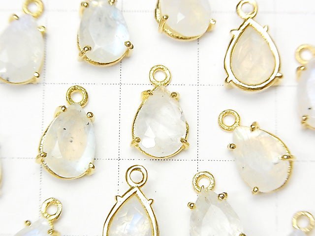 [Video] High Quality Rainbow Moonstone AA++ Bezel Setting Pear shape Faceted 9x6mm 18KGP 2pcs $7.79!