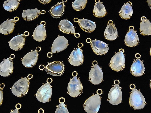 [Video] High Quality Rainbow Moonstone AA++ Bezel Setting Pear shape Faceted 9x6mm 18KGP 2pcs $7.79!