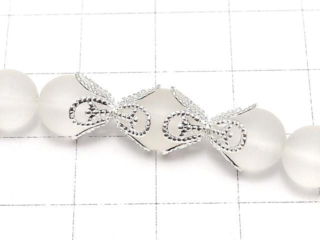 Metal parts, bead caps, 8.5 x 8.5 x 5.5 mm, silver color, 10 pieces