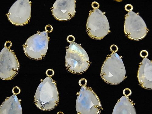 Bezel Setting, Pear Shape, Rainbow Moonstone Gemstone Beads