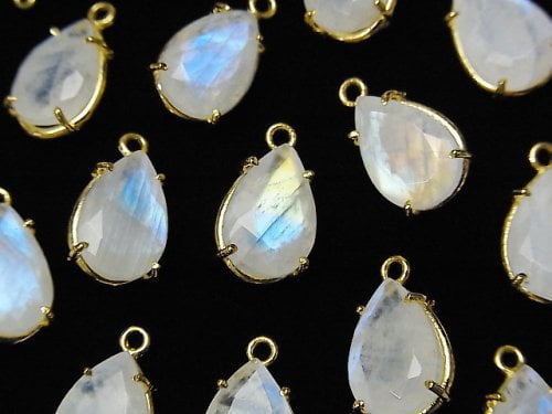 Bezel Setting, Pear Shape, Rainbow Moonstone Gemstone Beads