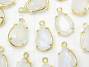 [Video] High Quality Rainbow Moonstone AA++ Bezel Setting Pear shape Faceted 12x8mm 18KGP 2pcs