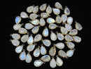 [Video] High Quality Rainbow Moonstone AA++ Bezel Setting Pear shape Faceted 12x8mm 18KGP 2pcs