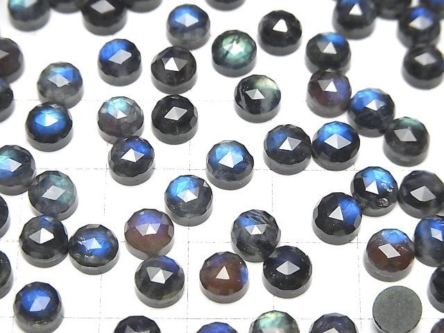 [Video] Onyx x Labradorite x Crystal AAA- Round Rose Cut 6x6mm 3pcs