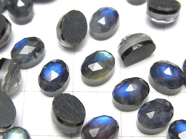 [Video] Onyx x Labradorite x Crystal AAA- Oval Rose Cut 8x6mm 3pcs