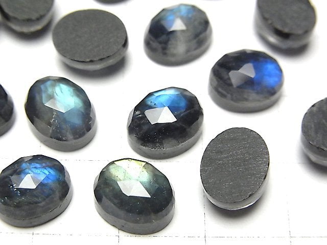 [Video] Onyx x Labradorite x Crystal AAA- Oval Rose Cut 10x8mm 2pcs