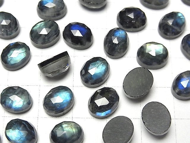 [Video] Onyx x Labradorite x Crystal AAA- Oval Rose Cut 10x8mm 2pcs