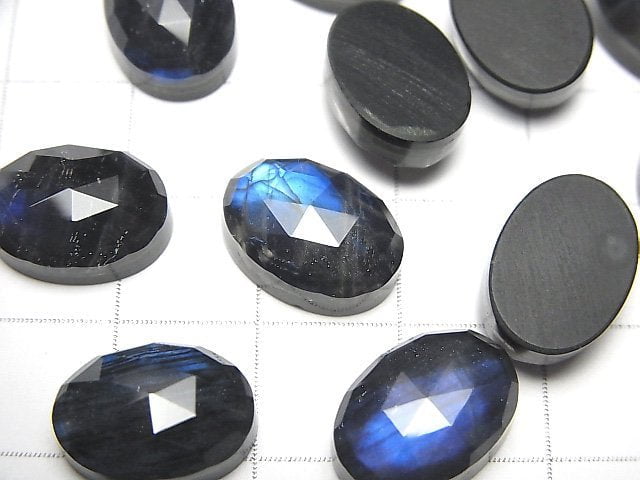 [Video] Onyx xLabradorite x Crystal AAA- Oval Rose Cut 14x10mm 1pc