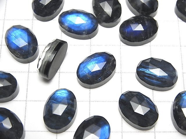 [Video] Onyx xLabradorite x Crystal AAA- Oval Rose Cut 14x10mm 1pc