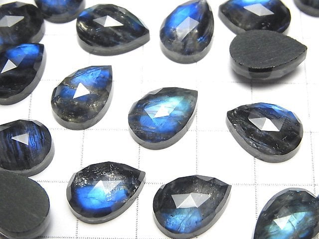 [Video] Onyx x Labradorite x Crystal AAA- Pear shape Rose Cut 14x10mm 1pc