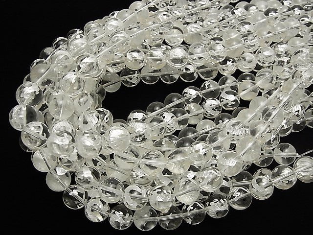 [Video] White! Tiger (Four Divine Beasts) Carving! Crystal AAA Round 10,12,14,16mm half or 1strand beads (aprx.14inch/35cm)
