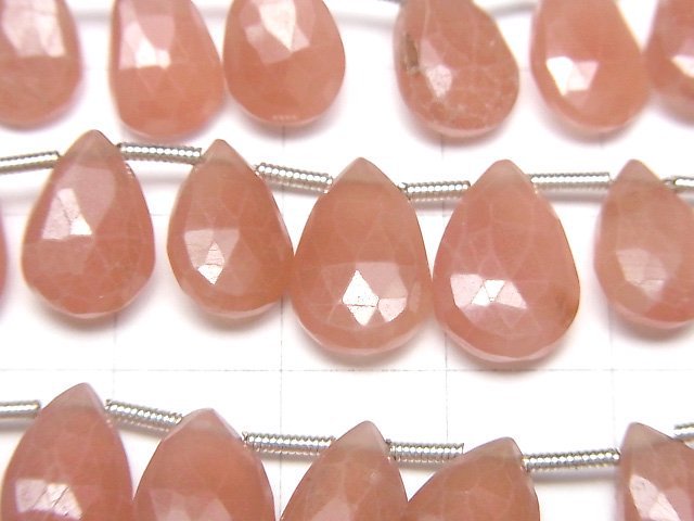 [Video] Peru Rhodochrosite AA++ Pear shape Faceted Briolette half or 1strand beads (aprx.7inch/18cm)