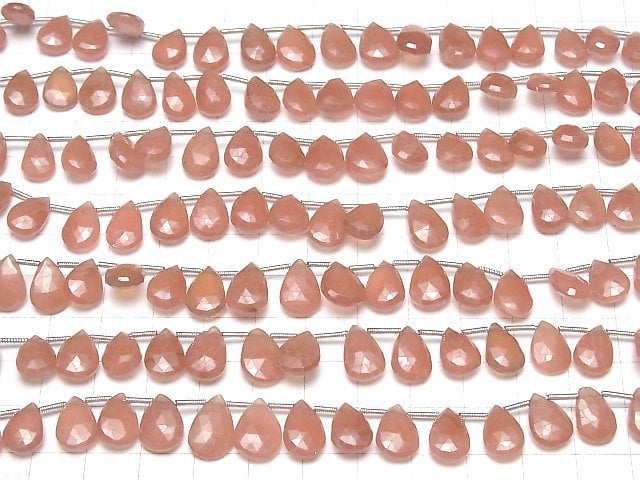 [Video] Peru Rhodochrosite AA++ Pear shape Faceted Briolette half or 1strand beads (aprx.7inch/18cm)