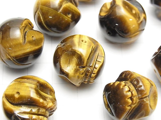 Yellow Tiger's Eye AAA- Skull Vertical Hole 20mm 1pc $8.79!