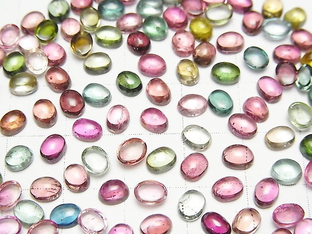 High Quality Multi Color Tourmaline AAA Oval Cabochon 5x4mm 5pcs $11.79!