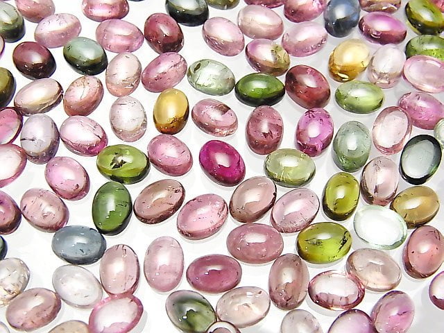 [Video] High Quality Multi Color Tourmaline AAA Oval Cabochon 7x5mm 4pcs $17.99!