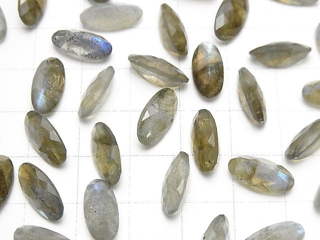 [Video] Labradorite AA++ Undrilled Oval Faceted (Checkered) 12x6mm 5pcs