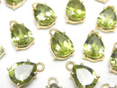 [Video]High Quality Peridot AAA Bezel Setting Pear shape Faceted 9x7mm 18KGP 1pc