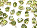 [Video]High Quality Peridot AAA Bezel Setting Pear shape Faceted 9x7mm 18KGP 1pc