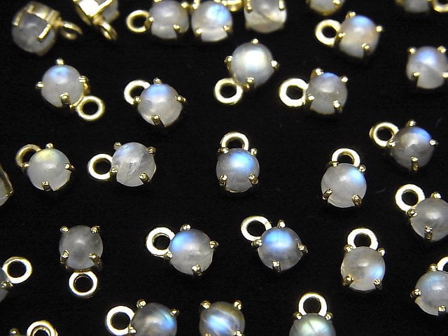 Bezel Setting, Rainbow Moonstone, Round Gemstone Beads