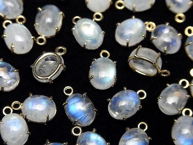[Video] High Quality Rainbow Moonstone AAA- Bezel Setting Oval 9x7mm 18KGP 1pc