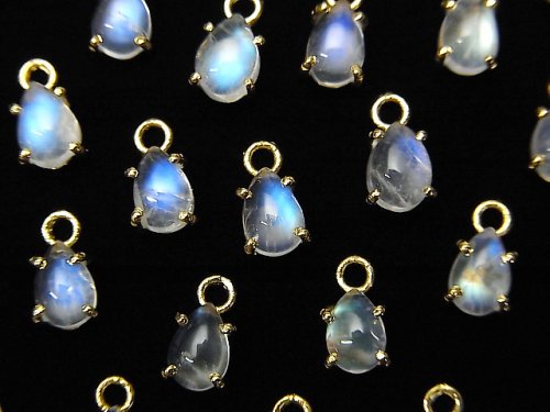 Bezel Setting, Pear Shape, Rainbow Moonstone Gemstone Beads