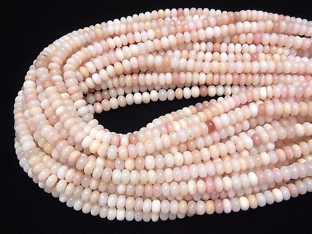 [Video] Pink Opal AA++ Rondelle 1strand beads (aprx.15inch/38cm)